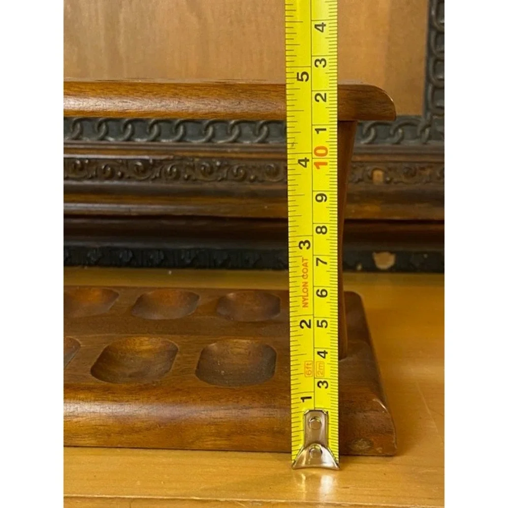 Decatur Industries Genuine Walnut 24 Pipe Rack Stand Vintage DECO Wood Display